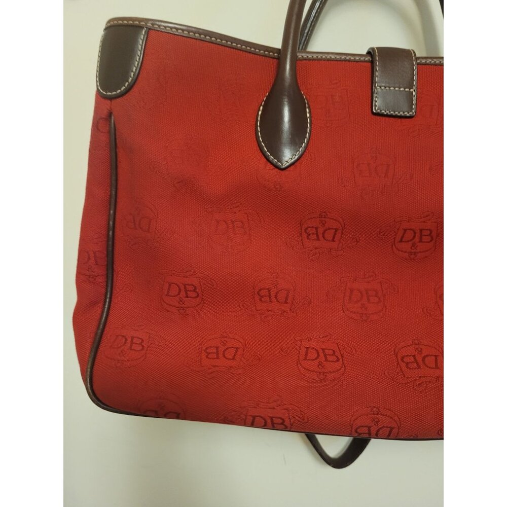 Dooney & Bourke Red Canvas Leather Satchel Tote Bag Matching Pouch Classic Prep - Picture 3 of 12